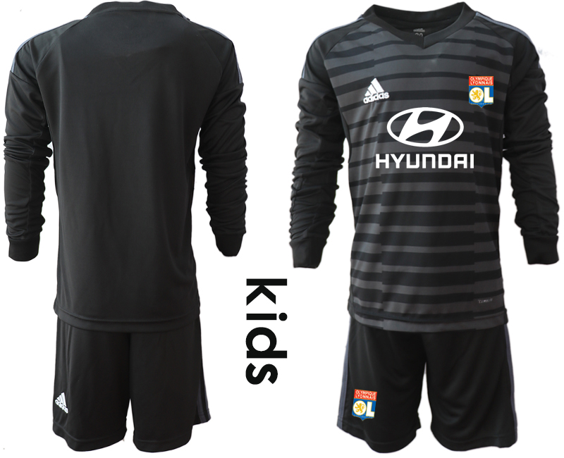 2018_2019 Club Olympique Lyonnais black long sleeve Youth goalkeeper black soccer jerseys->customized soccer jersey->Custom Jersey